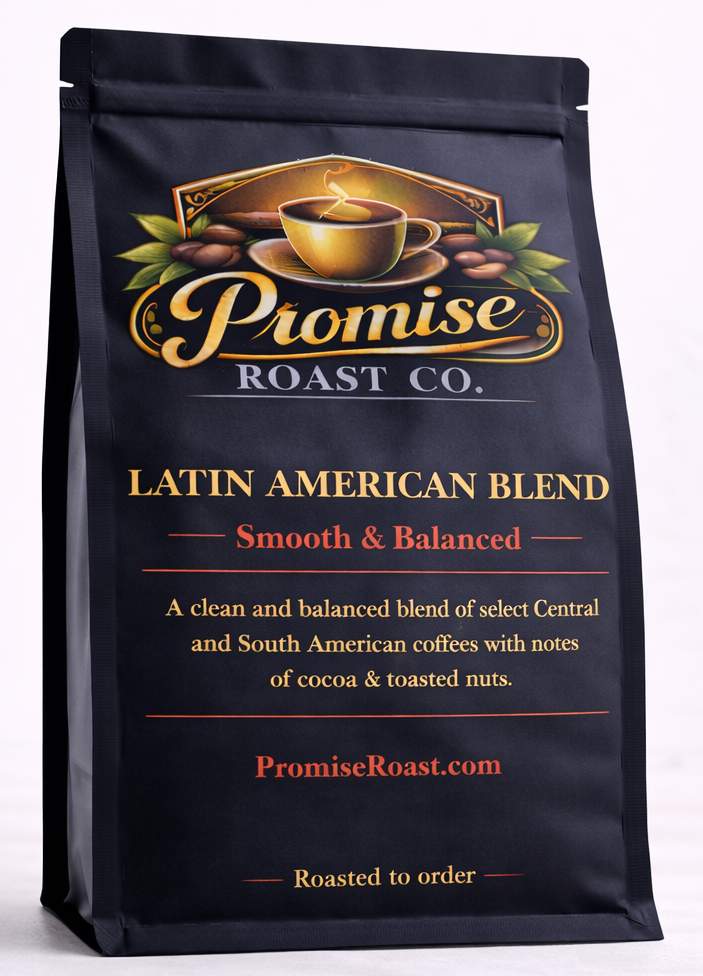 Coffee bag from Promise Roast Co. on a white background