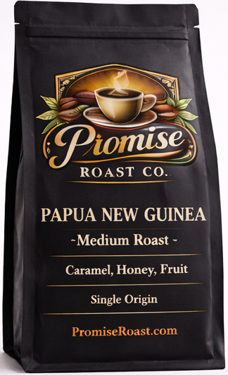 Piemise Roast Co. Papua New Guinea coffee bag on a white background